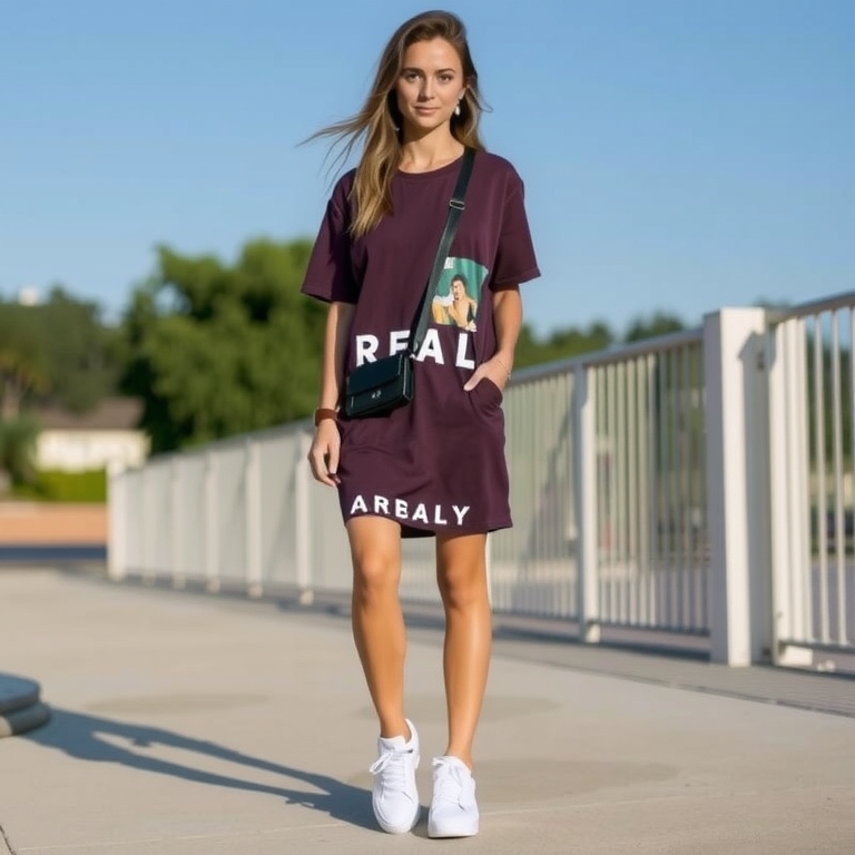T-Shirt Dress and Sneakers