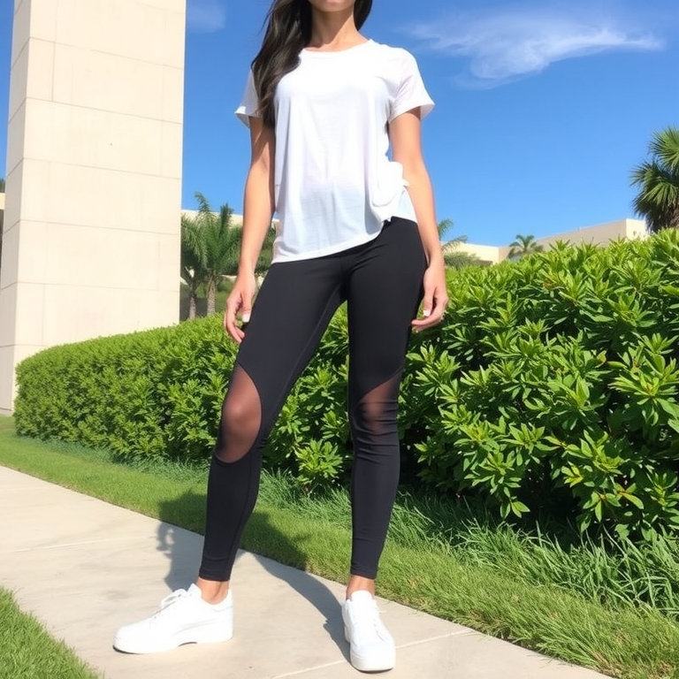 Mesh Panel Leggings and a Simple Top