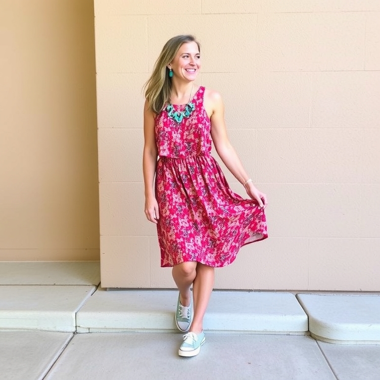 Flowy Dress and Sneakers