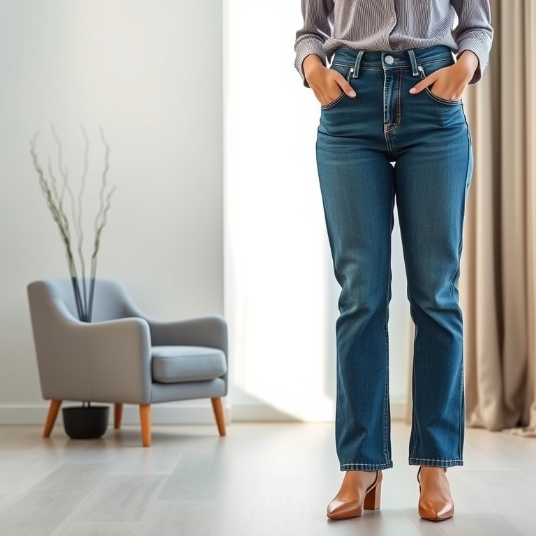High-Waisted Relaxed Fit Jeans for Seniors - senior jeans idea