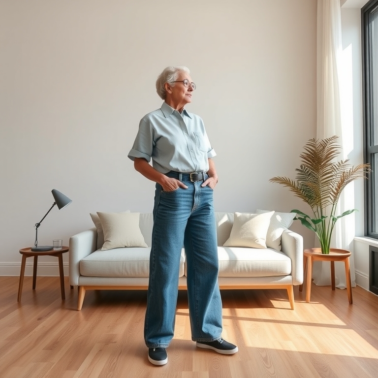 Wide-Leg Jeans: Effortlessly Chic for Seniors - senior jeans idea